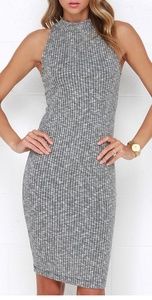Lush ribbed grey mock neck dress